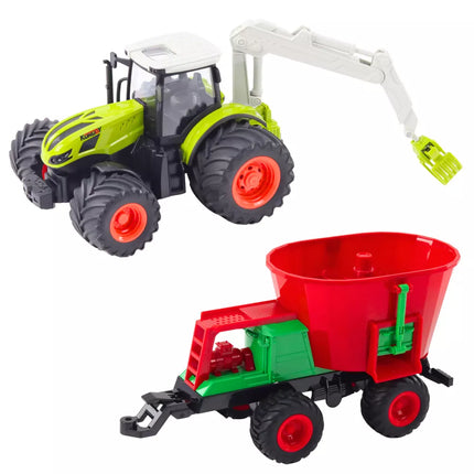 Žemės ūkio traktorius su sėjamąja ir rotaciniu griebtuvu, valdomas nuotoliniu būdu 2.4G