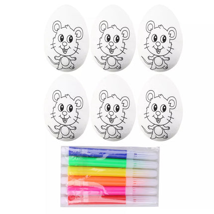 Velykiniai putplasčio kiaušiniai dažymui, žymekliai, pelė, 6 vnt.