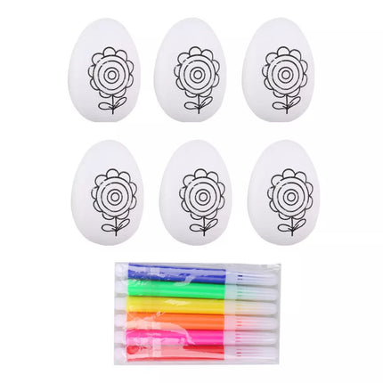 Velykiniai putplasčio kiaušiniai, skirti dažymui, žymekliai, gėlių raštas C, 6 vnt.