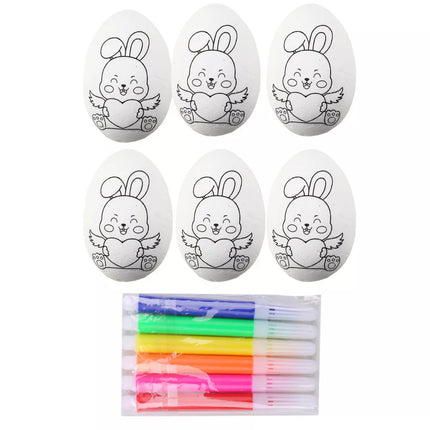 Velykiniai putplasčio kiaušiniai dažymui, margintuvai, triušiuko raštas, E, 6 vnt.