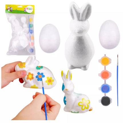 Triušiuko putplasčio dekoracijų dažymo rinkinys 2 kiaušiniai dažai