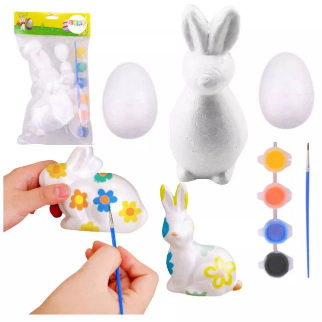 Triušiuko putplasčio dekoracijų dažymo rinkinys 2 kiaušiniai dažai