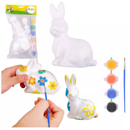 Triušiuko formos dekoracijų iš polistirolo dažymo rinkinys su teptuku