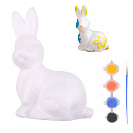 Triušiuko formos dekoracijų iš polistirolo dažymo rinkinys su teptuku