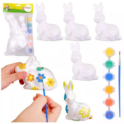 Velykiniai zuikučiai iš polistirolo, skirti dažymui, 6 vnt.