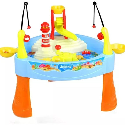 Spalvingas žvejybos staliukas su meškerėmis vaikams