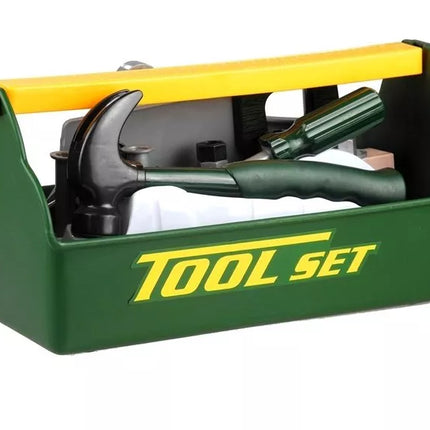 Mažojo meistro rinkinio dėžutė, plaktukas, pjūklas, įrankiai