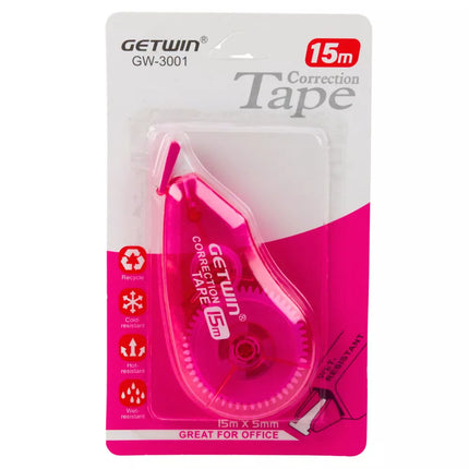 Korekcijos juosta „Pelė“, skirta mokyklai ir biurui, 15 m x 5 mm, rožinė