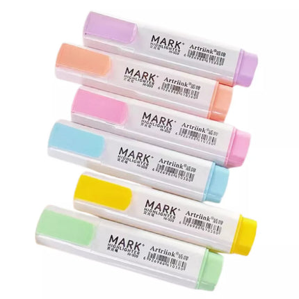 Žymeklių rinkinys mokyklai, biurui, pastelinės spalvos, 6 vnt.