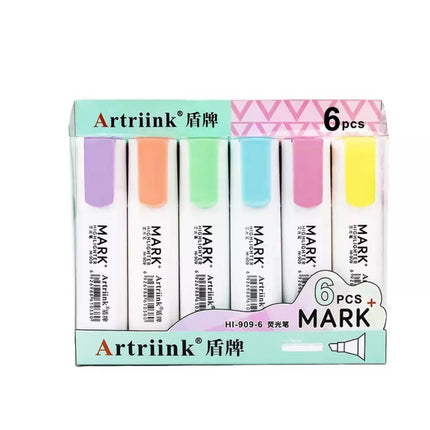 Žymeklių rinkinys mokyklai, biurui, pastelinės spalvos, 6 vnt.