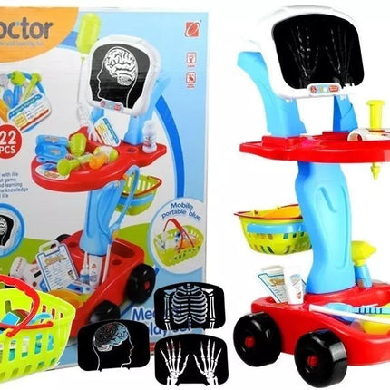 Medicinos vežimėlis su priedais, 22 elementai – įvairiaspalvis