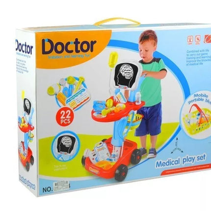 Medicinos vežimėlis su priedais, 22 elementai – įvairiaspalvis