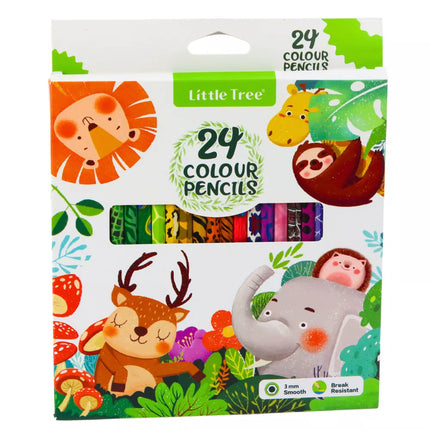 24 spalvotų medinių mokyklinių pieštukų rinkinys