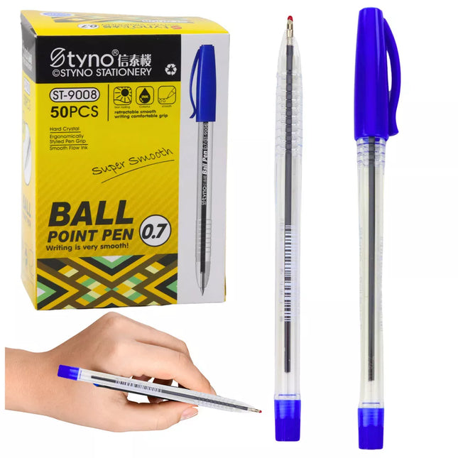 Tušinukas su dangteliu, mėlynas rašalas, galiukas 0,7 mm