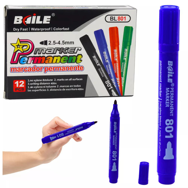 Permanentinis žymeklis, atsparus vandeniui, mėlynas, 2,5–4,5 mm