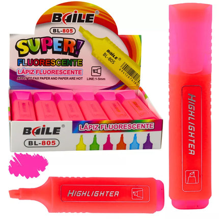 Žymeklis, skirtas pabraukti tekstą, neoninės intensyvios rožinės spalvos, skirtas mokyklai ir biurui