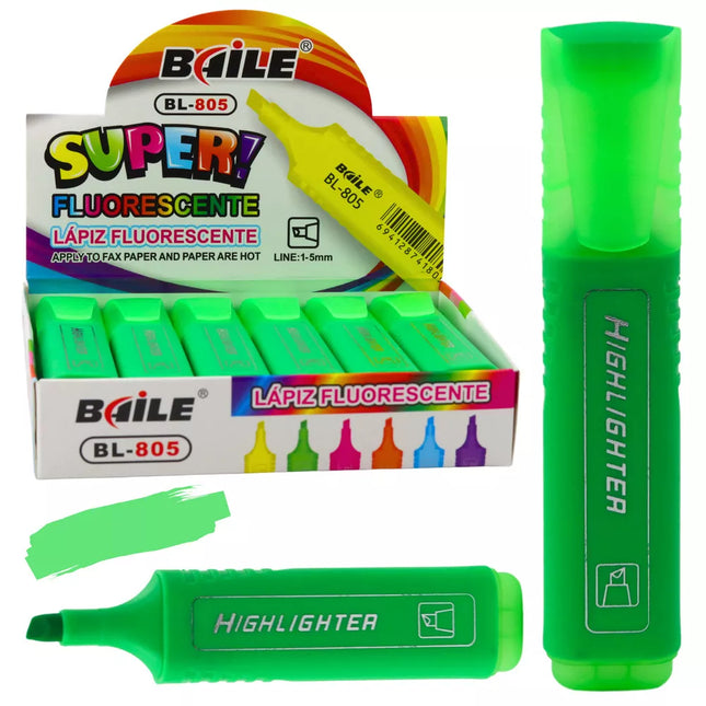 Žymeklis tekstui paryškinti, skirtas mokyklai, biurui, neoninės intensyvios žalios spalvos