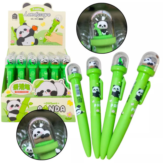 Gelinis rašiklis Green Panda, kupolas, mėlynas rašalas, 0,5 mm