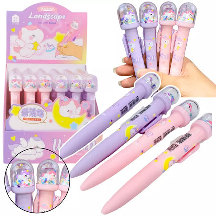 Tušinukas su blizgučiais, kupolu ir vienaragio figūrėle, mėlynas rašalas, 0,5 mm