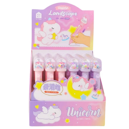 Tušinukas su blizgučiais, kupolu ir vienaragio figūrėle, mėlynas rašalas, 0,5 mm