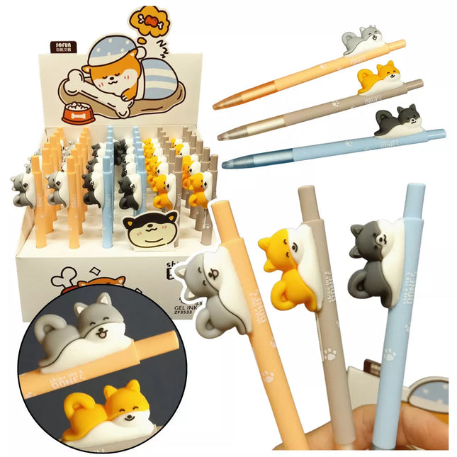 Šiba Inu šuns figūrėlės rašiklis, mėlynas rašalas, 0,5 mm