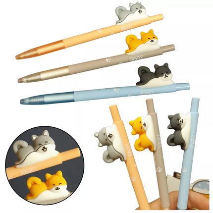 Šiba Inu šuns figūrėlės rašiklis, mėlynas rašalas, 0,5 mm