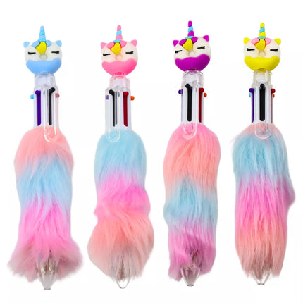 Vienaragis, rašiklis su kailiniu kamuoliuku, spurgos formos, spalvotas kailis, 0,7 mm, įvairių spalvų