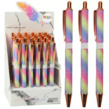 Metalinė automatinė tušinukas su blizgučiais, mėlynas rašalas, 1,0 mm