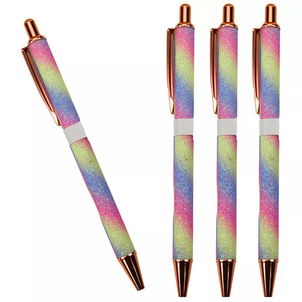 Metalinė automatinė tušinukas su blizgučiais, mėlynas rašalas, 1,0 mm