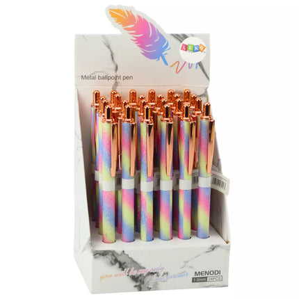 Metalinė automatinė tušinukas su blizgučiais, mėlynas rašalas, 1,0 mm