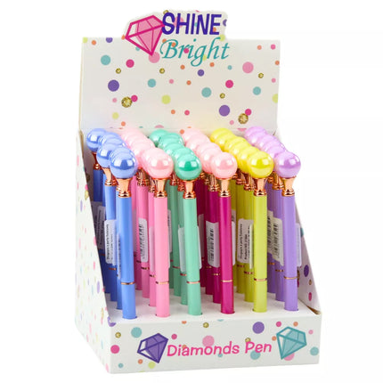 Didelis tušinukas su perlų imitacijos rutuliuku, sukimo mechanizmas, mėlynas rašalas, 1,0 mm, įvairių spalvų