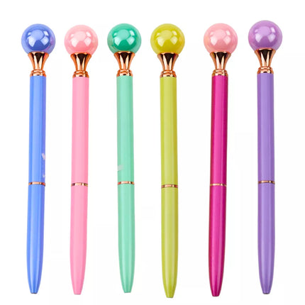 Didelis tušinukas su perlų imitacijos rutuliuku, sukimo mechanizmas, mėlynas rašalas, 1,0 mm, įvairių spalvų