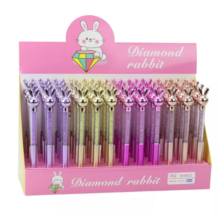 Ritulio rašiklis "Rabbit", deimantai, mėlynas pildiklis, 0,7 mm, įvairių spalvų
