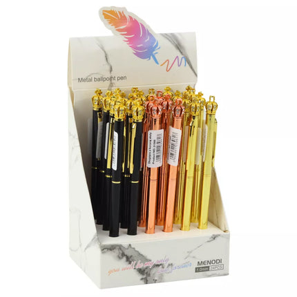 Metalinė automatinė tušinukas su karūnėle, mėlynas rašalas, 1,0 mm