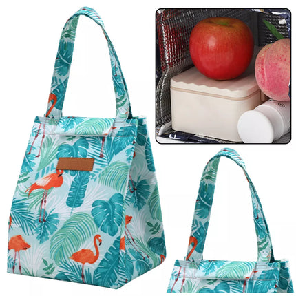 Termiškai izoliuotas pusryčių krepšys priešpiečių krepšys Lapai Flamingai 25 cm