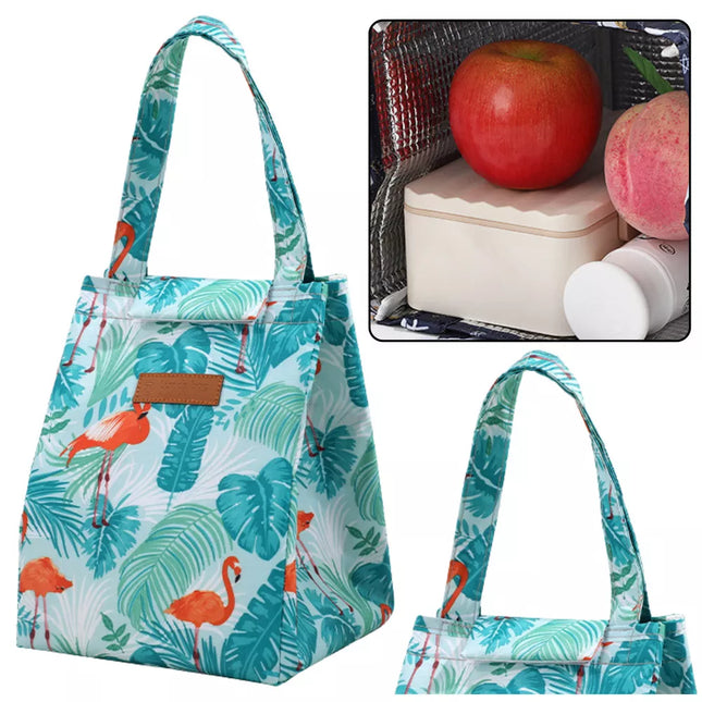 Termiškai izoliuotas pusryčių krepšys priešpiečių krepšys Lapai Flamingai 25 cm