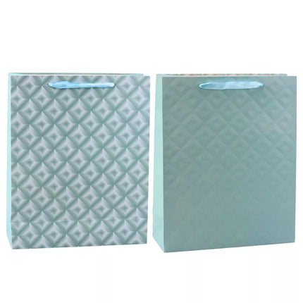 Dovanų maišelis su įspaudais, mėlynai žalsvas, 32 x 26 x 10 cm