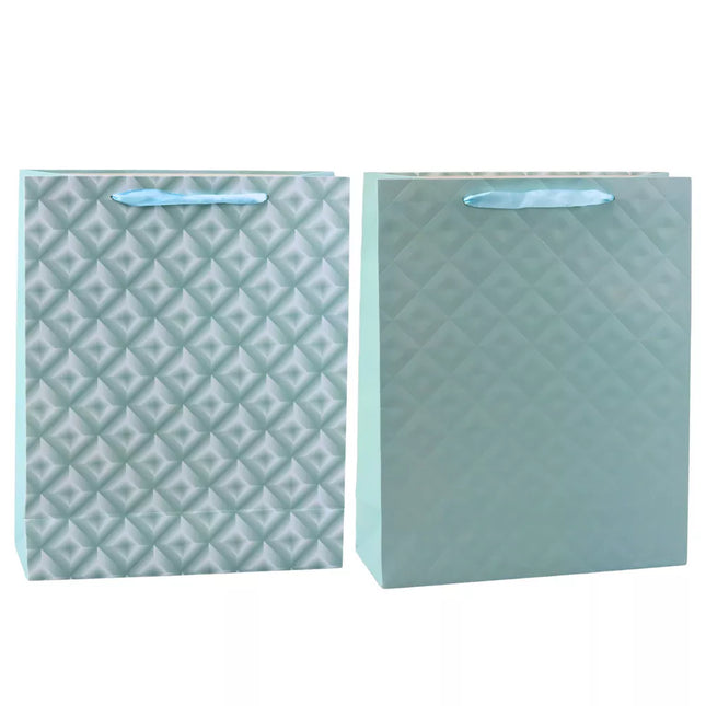 Dovanų maišelis su įspaudais, mėlynai žalsvas, 32 x 26 x 10 cm