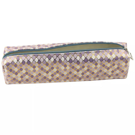 Pieštukų dėklas mokyklai, svarstyklės, pilkas, blizgus, aukso elementai