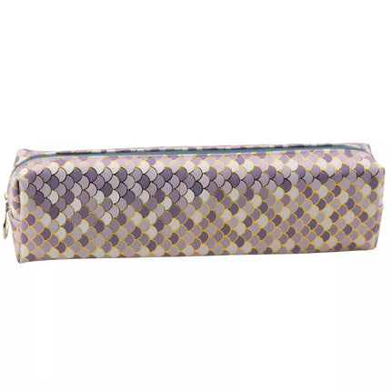 Pieštukų dėklas mokyklai, svarstyklės, pilkas, blizgus, aukso elementai