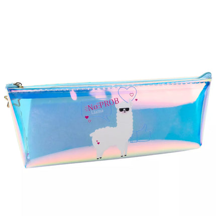 Holografinis vaikiškas penalas mokyklai su lama, mėlynas, 21x6cm