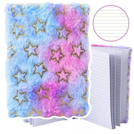 Minkšta užrašinė su linijomis, auksinėmis žvaigždėmis, pastelinių spalvų, A5 formatas, 80 lapų