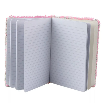 Sąsiuvinis A5, linijinis, su blizgučiais, dviejų spalvų vienaragiu, 80 lapų