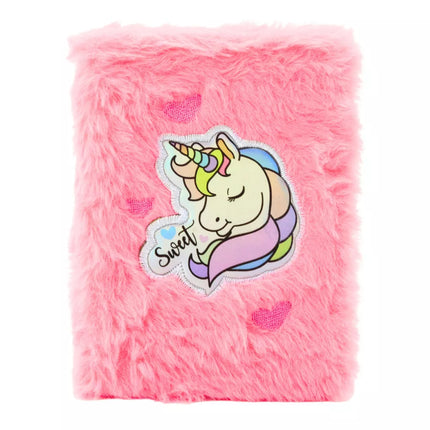 Pliušiškas sąsiuvinis su linijomis, vienaragis, rožinis, A6, 80 lapų