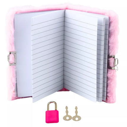 Minkštas dienoraštis su spyna ir 2 raktais, rožinė širdelė, A6, 80 lapų