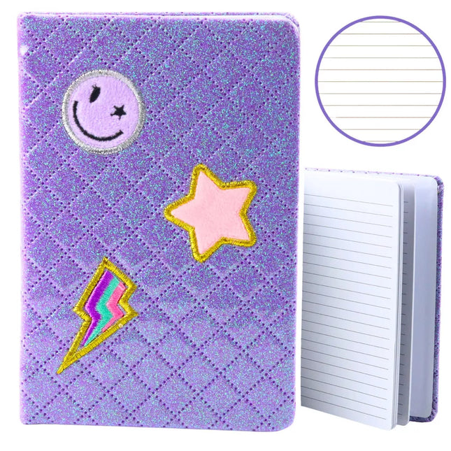 Sąsiuvinis su blizgančiais lipdukais, violetinis, B6 formatas, 80 lapų
