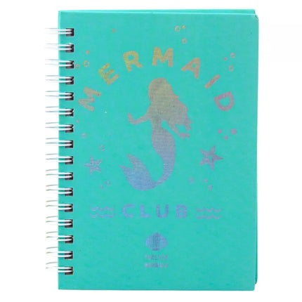 Holografinis turkio spalvos undinėlės A6 formato užrašų knygelė su linijomis, 80 lapų