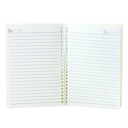 A5 Sąsiuvinis su rožiniais katės ir vienaragio raštais, baltas, 60 lapų, su linijomis