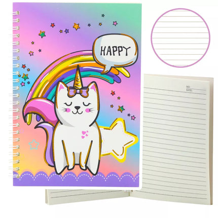 Sąsiuvinis Liniuotas Katė Vienaragis Spalvingas A5 60 Lapų