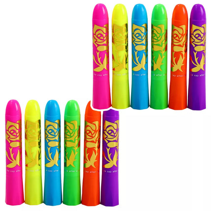 Neoninių UV fluorescencinių pieštukų rinkinys veido piešimui, 12 vnt.